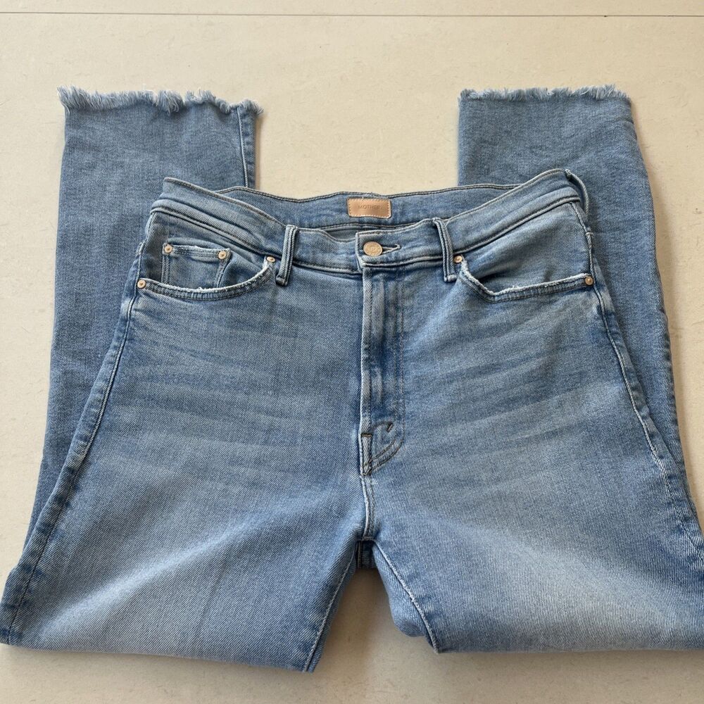 Mother The Insider Women's Crop Step Fray Jeans Size 31 Light Wash Limited !! - Picture 2 of 9